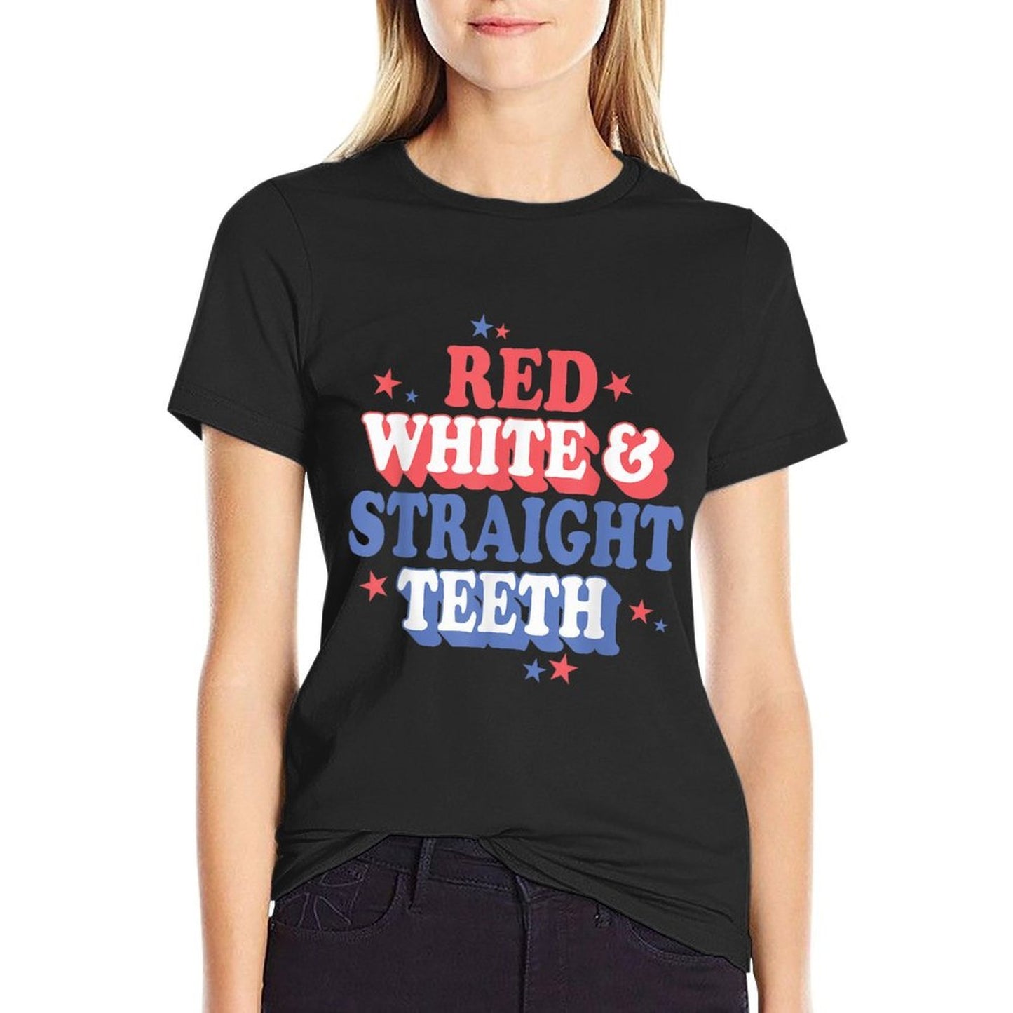 Red White Straightth 4th of July Orthodontic Squad  Breathable T-Shirt