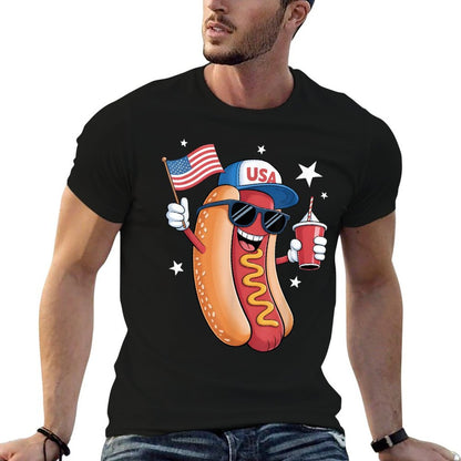 4th of July Hotdog Funny Fourth of July Patriotic USA  Durable T-Shirt