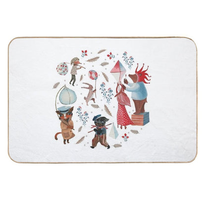 Lantern Parade - Snow  Stain-Proof Bath Mat