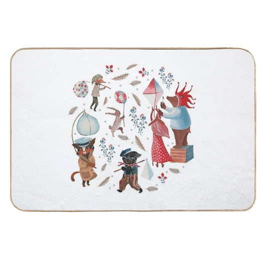 Lantern Parade - Snow  Stain-Proof Bath Mat