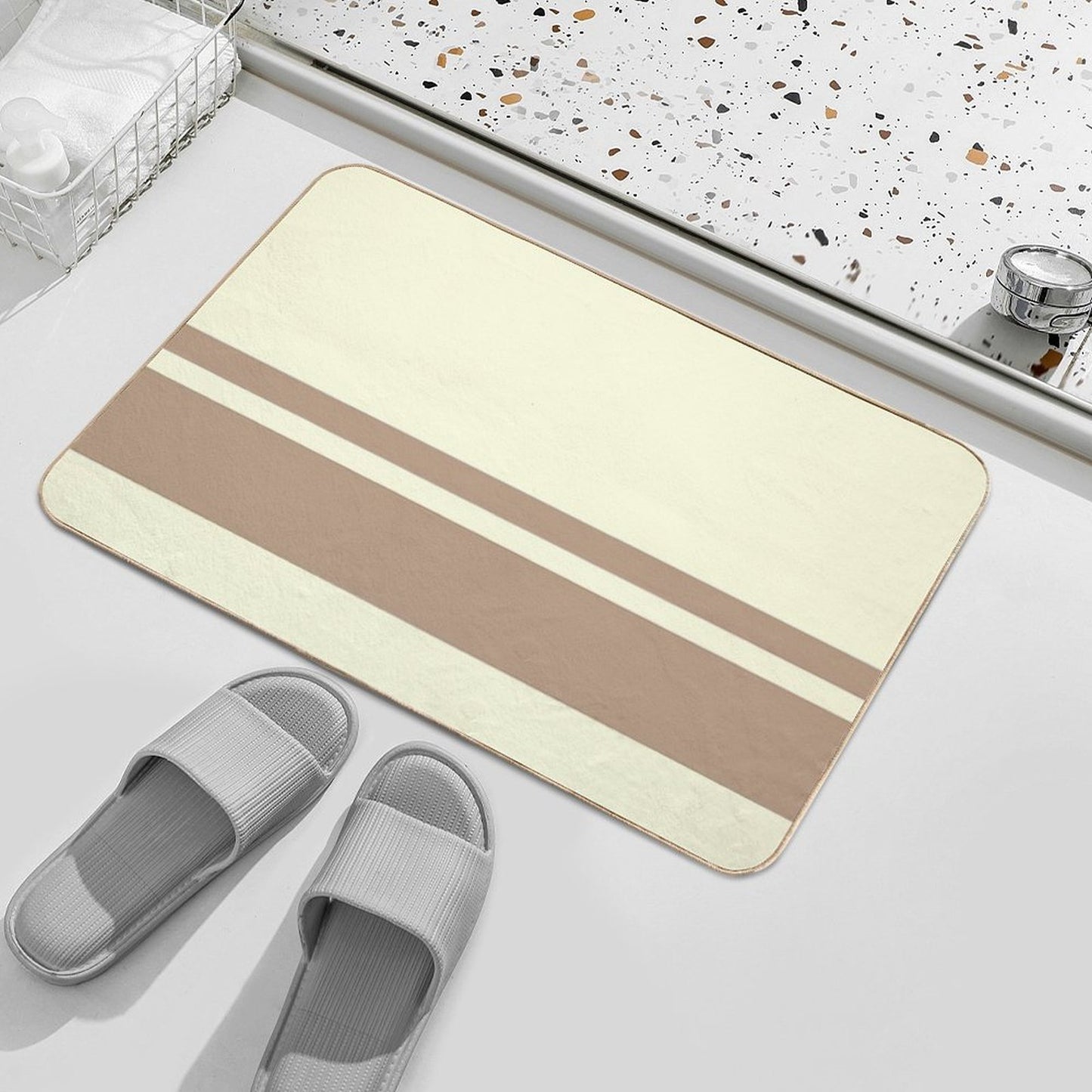 Horizontal Violet Stripes Durable Bath Mat