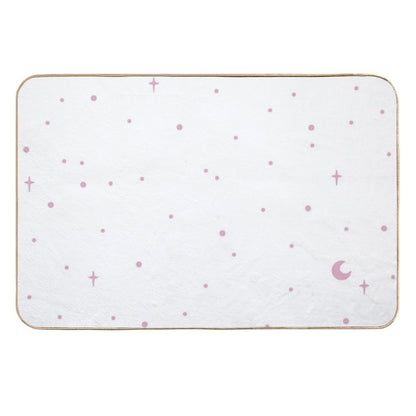 Dusty Pink Stars on White  Easy Maintenance Bath Mat