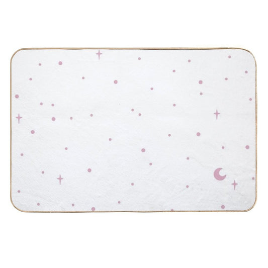 Dusty Pink Stars on White  Easy Maintenance Bath Mat