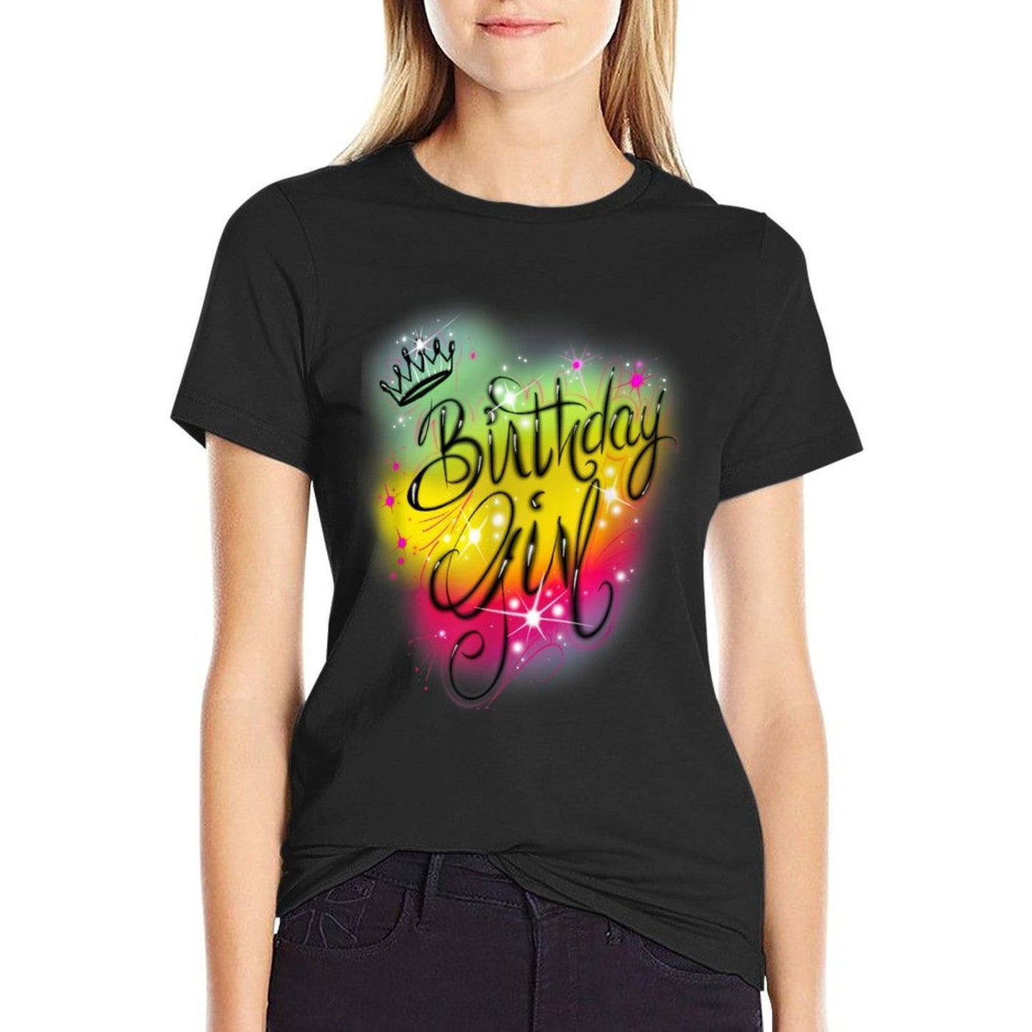 Cute Girls Birthday Party Birthday Airbrush Graffiti Retro  Moisture-wicking T-Shirt