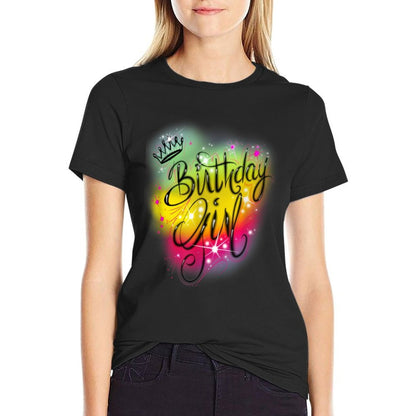 Cute Girls Birthday Party Birthday Airbrush Graffiti Retro  Moisture-wicking T-Shirt
