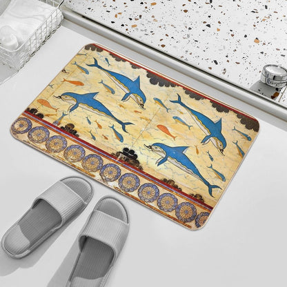 The Minoan Dolphins  Repositionable Bath Mat