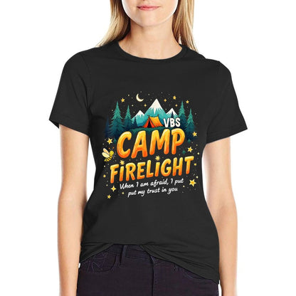Retro VBS Camp Firelight Christian Adventure Theme Graphic  Polyester Blend T-Shirt