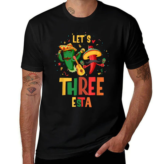 3 Year Old Three Esta Mexican 3rd Birthday Kids  Summer-ready Fabric T-Shirt