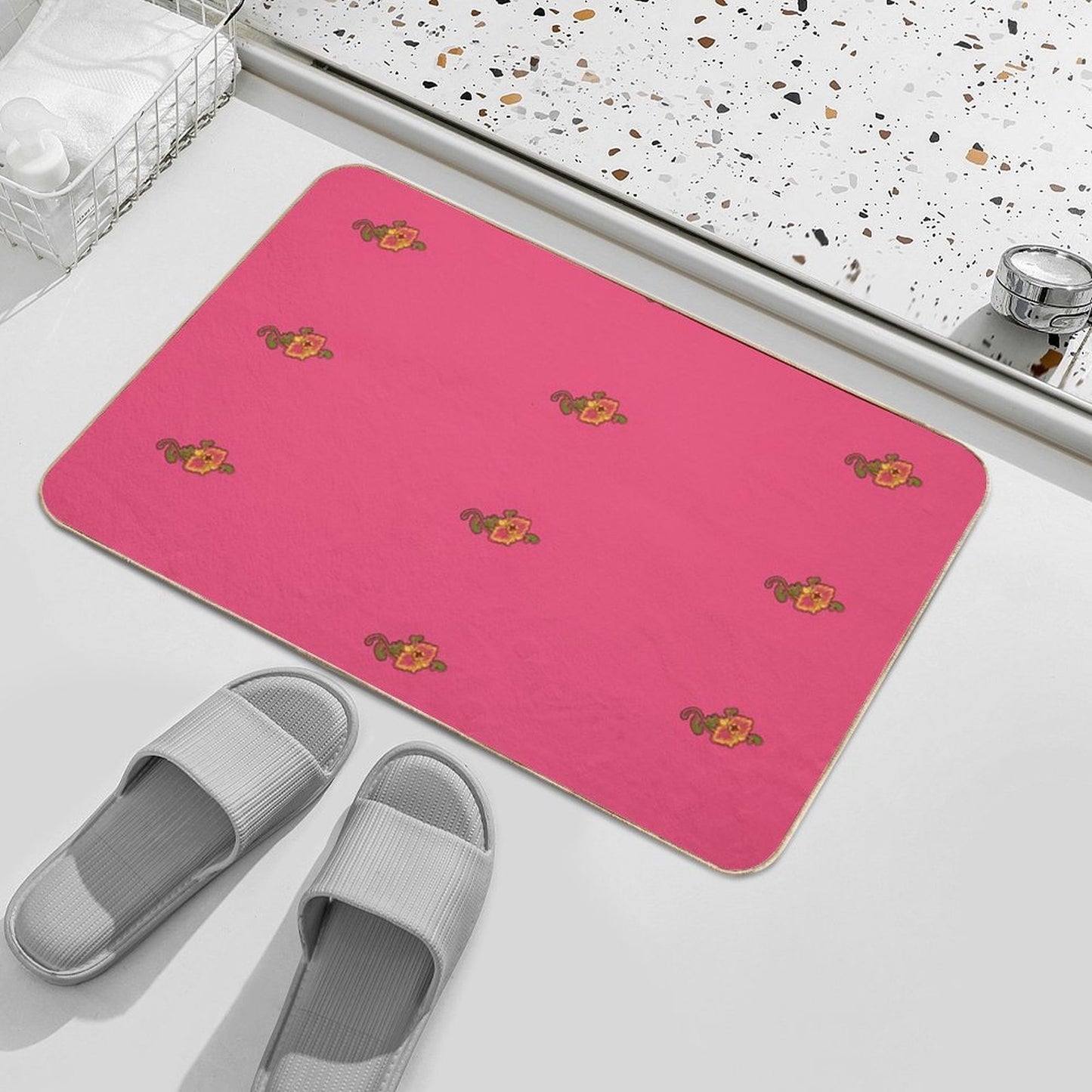 Floral Chest Flower Tattoo  Easy Maintenance Bath Mat