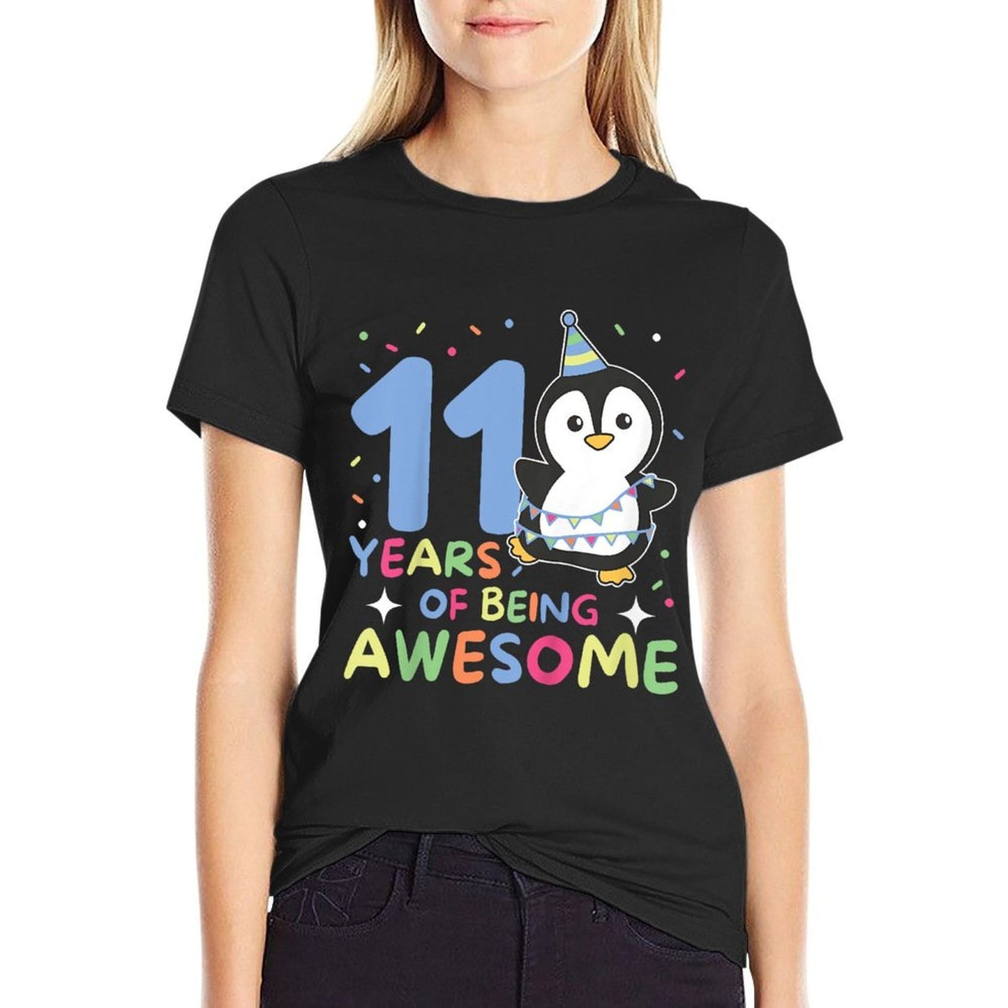 Kids Penguin For 11th Birthday For Children Eleven Years Old  Cotton T-Shirt