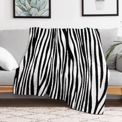 Zebra Pattern Camouflage Black And White V2 Lightweight Throw Blanket