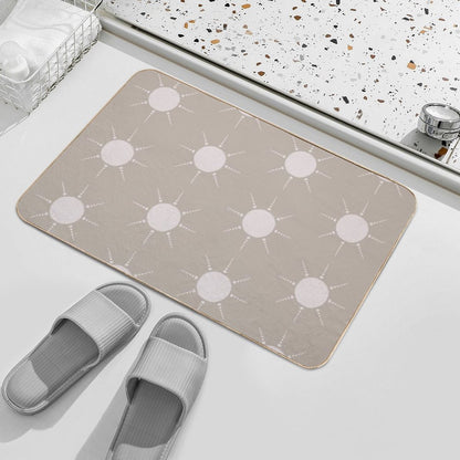 Pretty Polka Dots Sun Pattern Boho Aesthetic In Muted Colors Light Taupe Durable Bath Mat