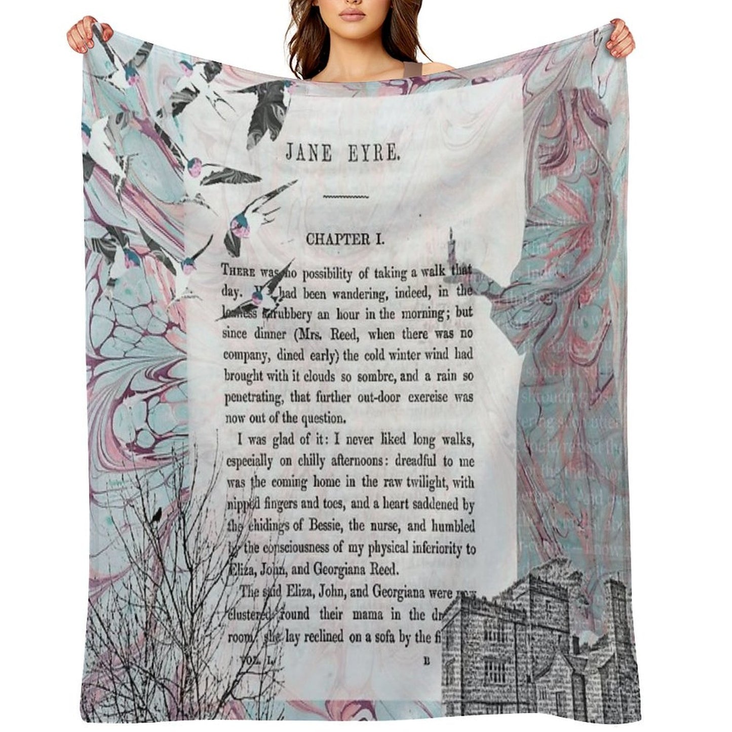Jane Eyre Collage Gift-ready Throw Blanket