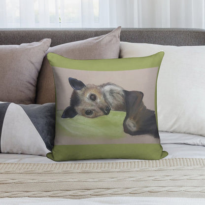 Batzilla - Safely Resting by Louise Saunders Soft Durable Construction Throw Pillow