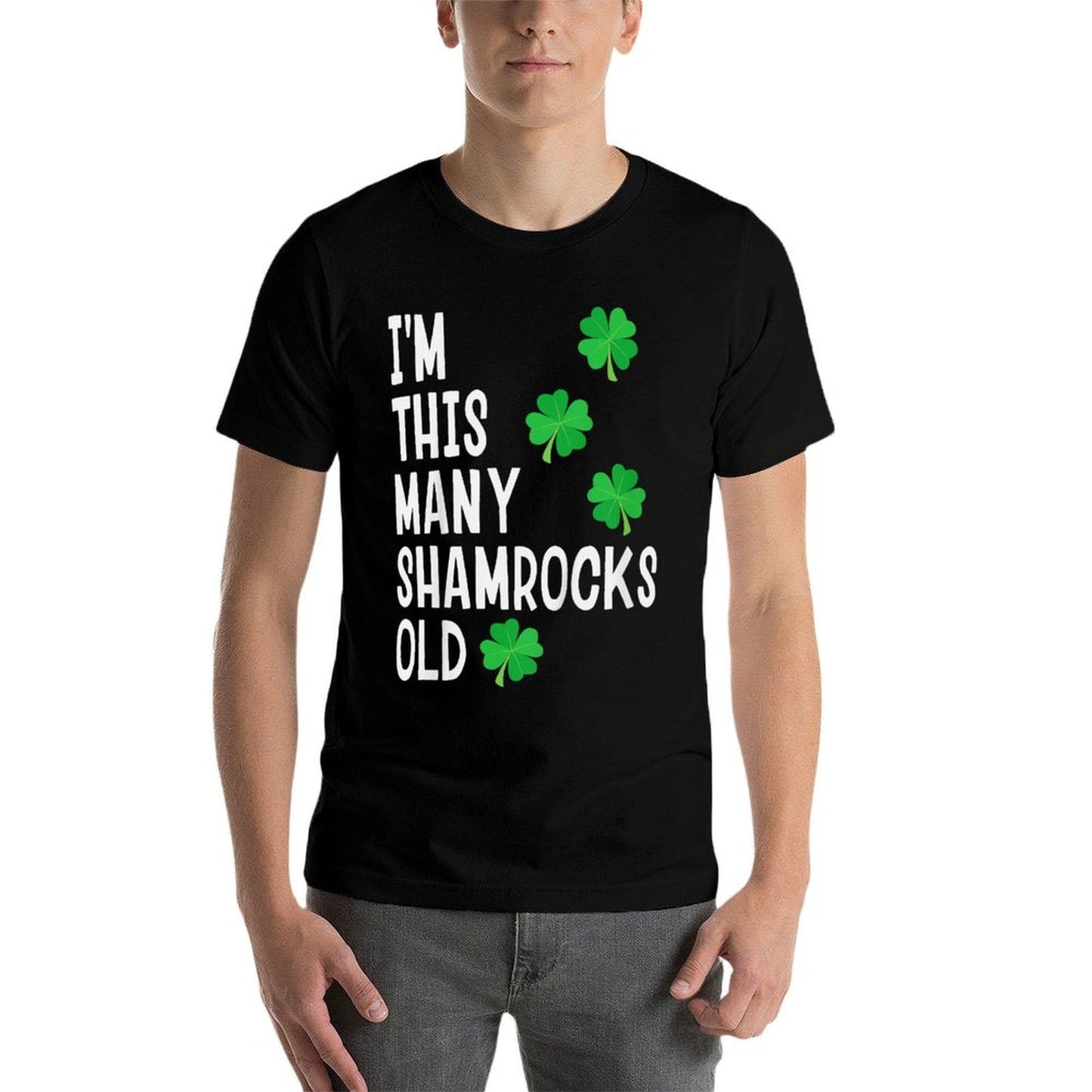 Kids Kids St Patricks Day 4th Birthday Shamrock Party 4 Year Old  Oversized Silhouette T-Shirt