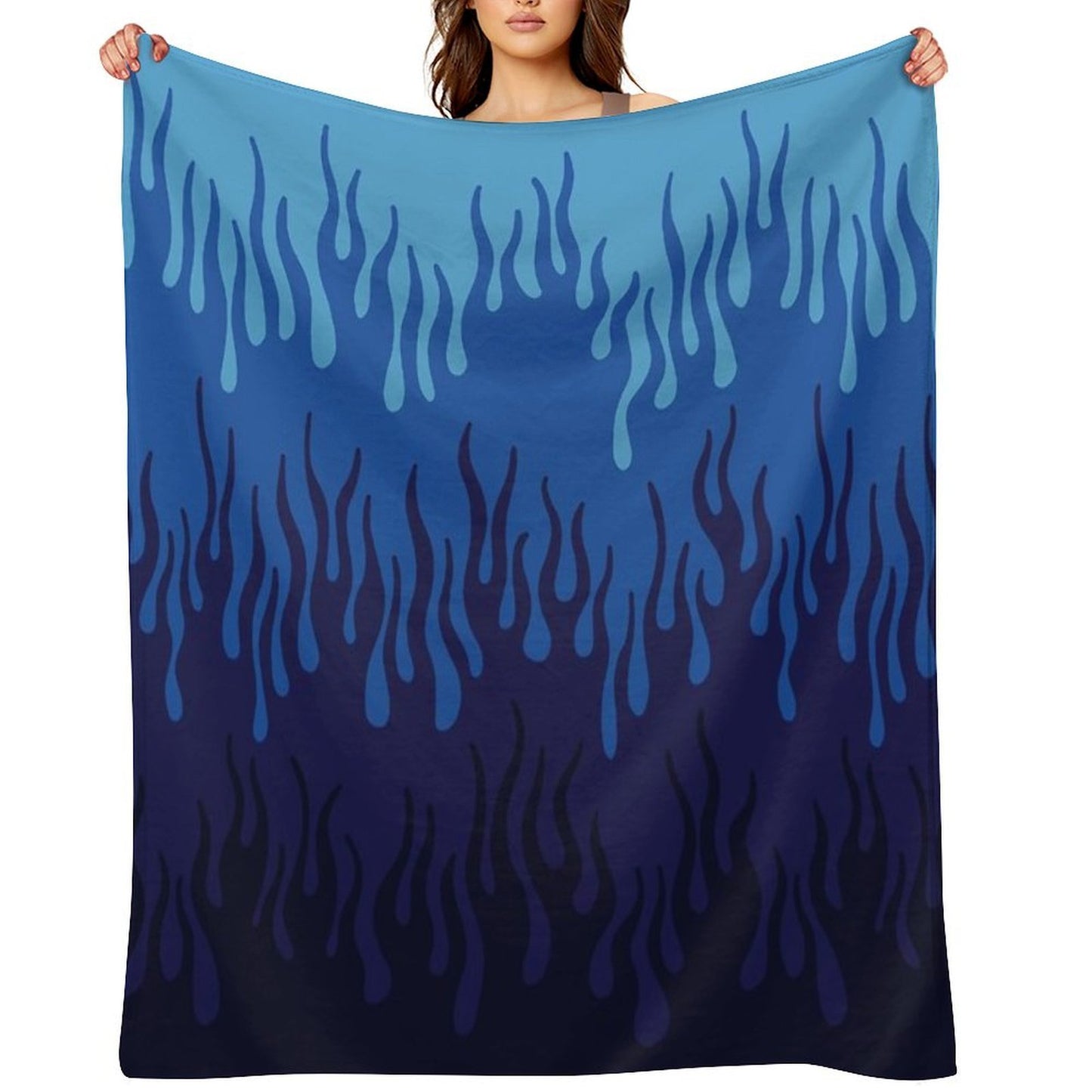 Blue Fire Flame Print Design Durable Throw Blanket