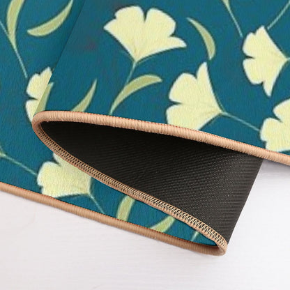 Teal Blue Floral Design  Botanical Garden  Rapid-Drying Bath Mat