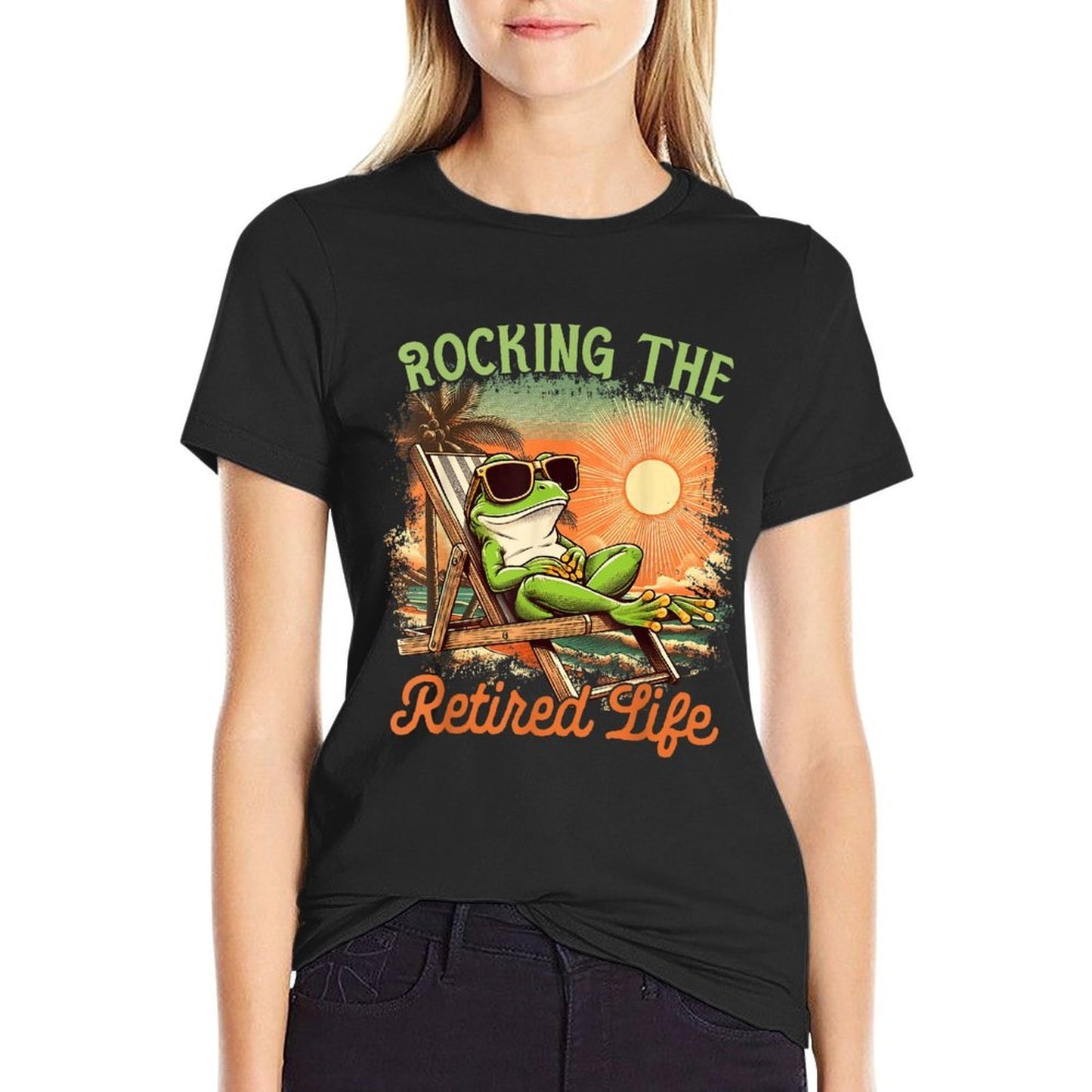 Retired Coworker Frog Retirement Rocking The Retired Life  Stretchy T-Shirt