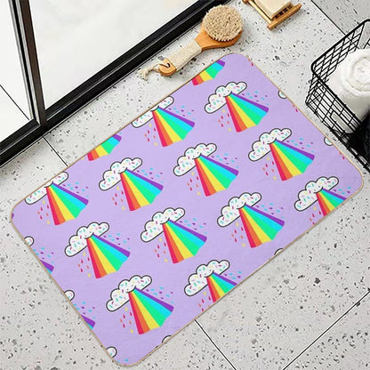 Rainbow Blast Cute Happy Rainbow  Easy Maintenance Bath Mat