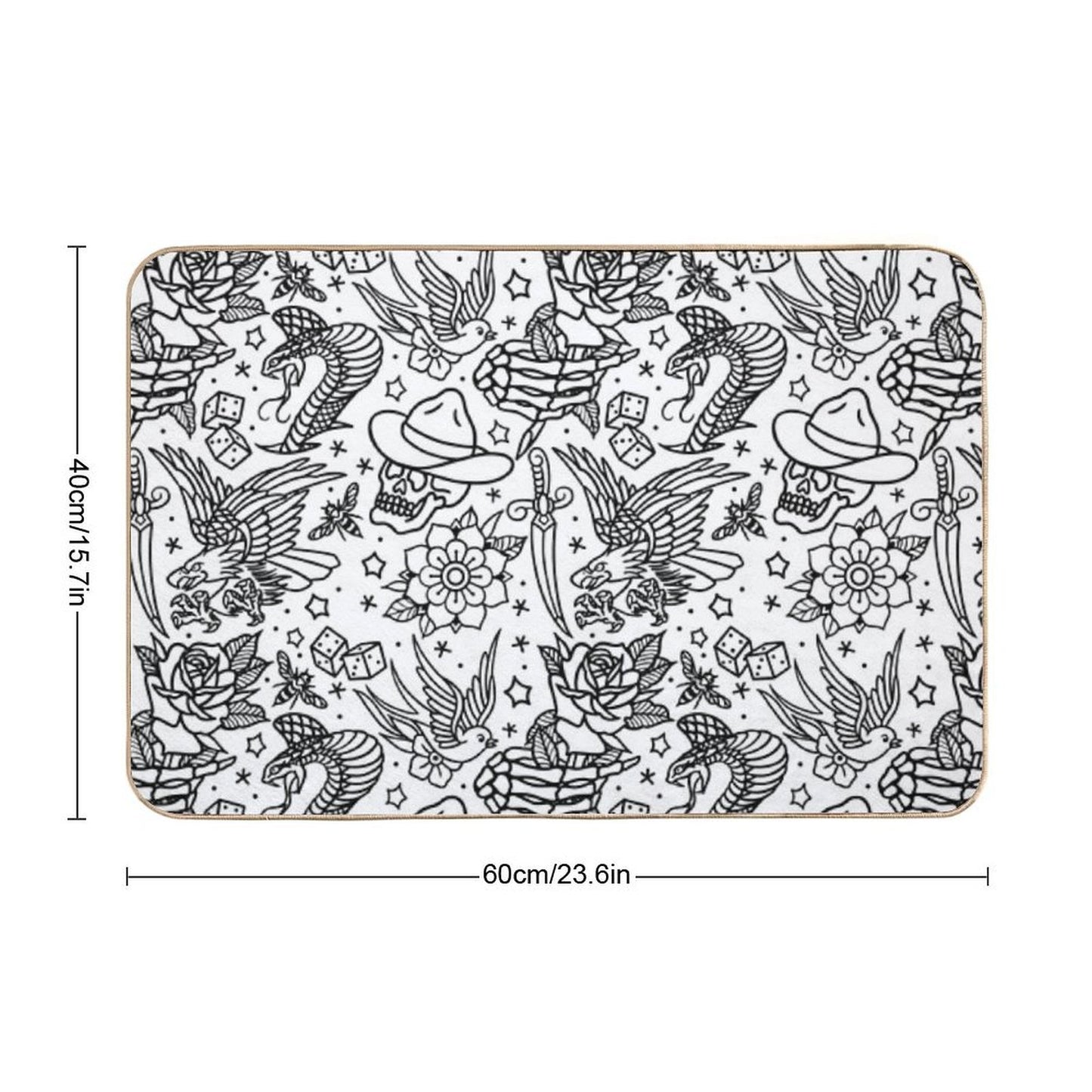 American Traditional Tattoo Flash Print Variant Durable Bath Mat