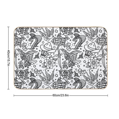 American Traditional Tattoo Flash Print Variant Durable Bath Mat