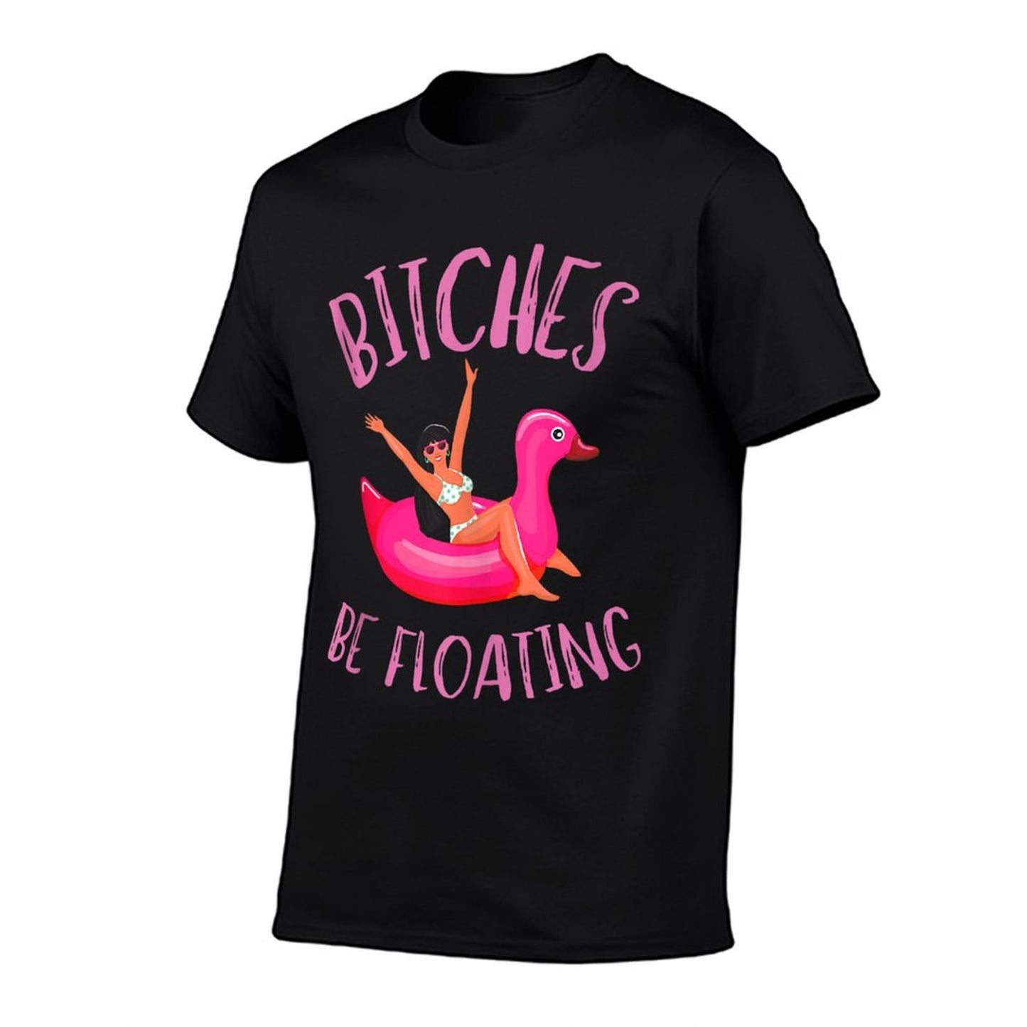 Bitches Be Floating River Tubing Summer Float Trip Outfits  Ribbed Collar T-Shirt