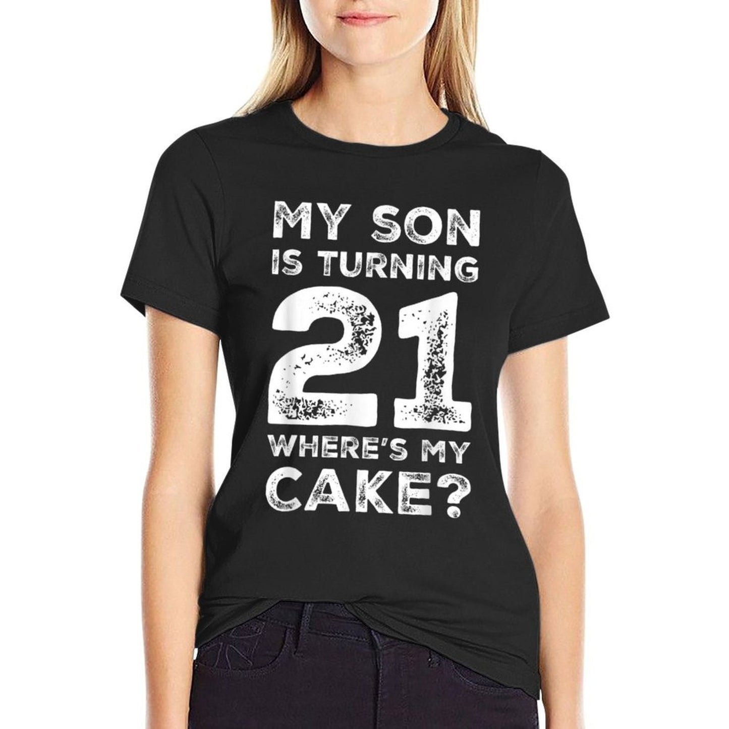 21st Birthday for Dad Mom 21 Year Old Son Gift Family Squad  Rolled Sleeves T-Shirt