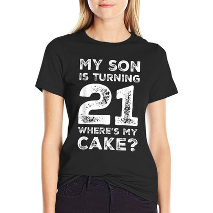 21st Birthday for Dad Mom 21 Year Old Son Gift Family Squad  Rolled Sleeves T-Shirt