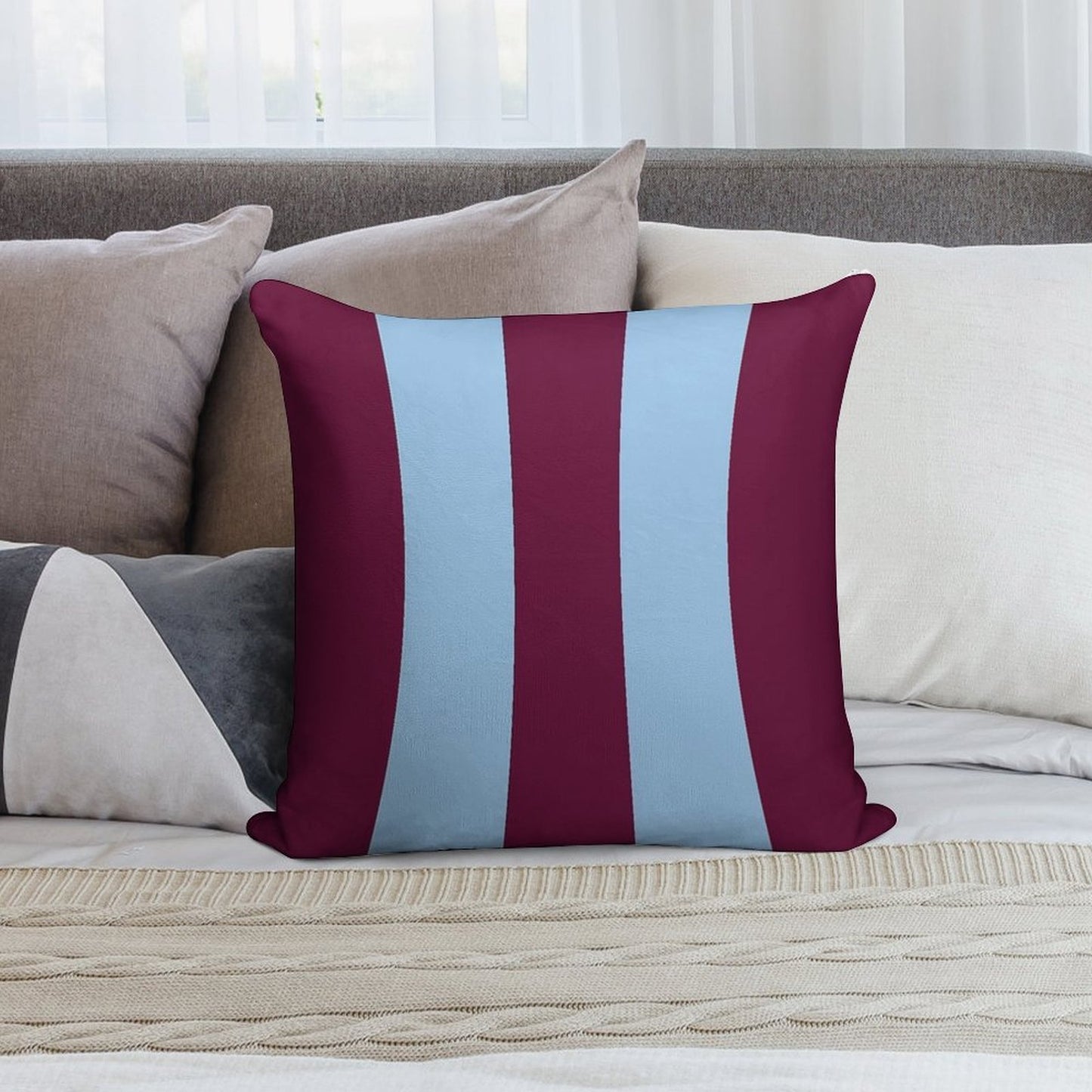 Aston Villa Retro 2000 Claret And Blue Home Striped Soft Shrink-Resistant Throw Pillow