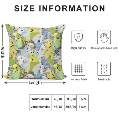 Budgie Parakeets Soft Fade-Resistant Throw Pillow
