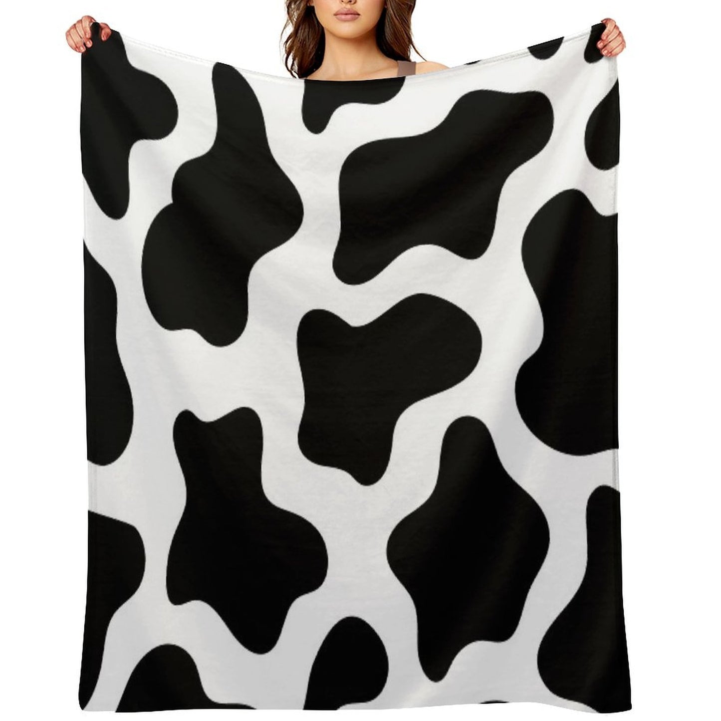Cow Print Machine-washable Throw Blanket