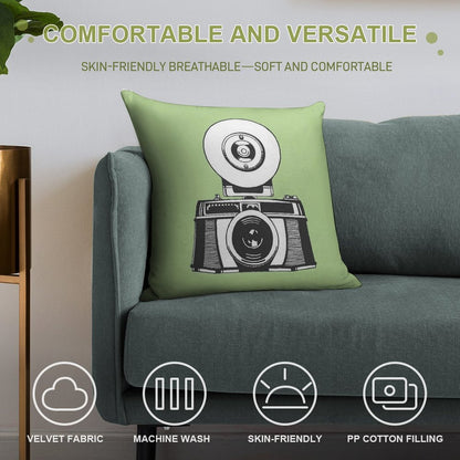Camera Soft Durable Construction Throw Pillow