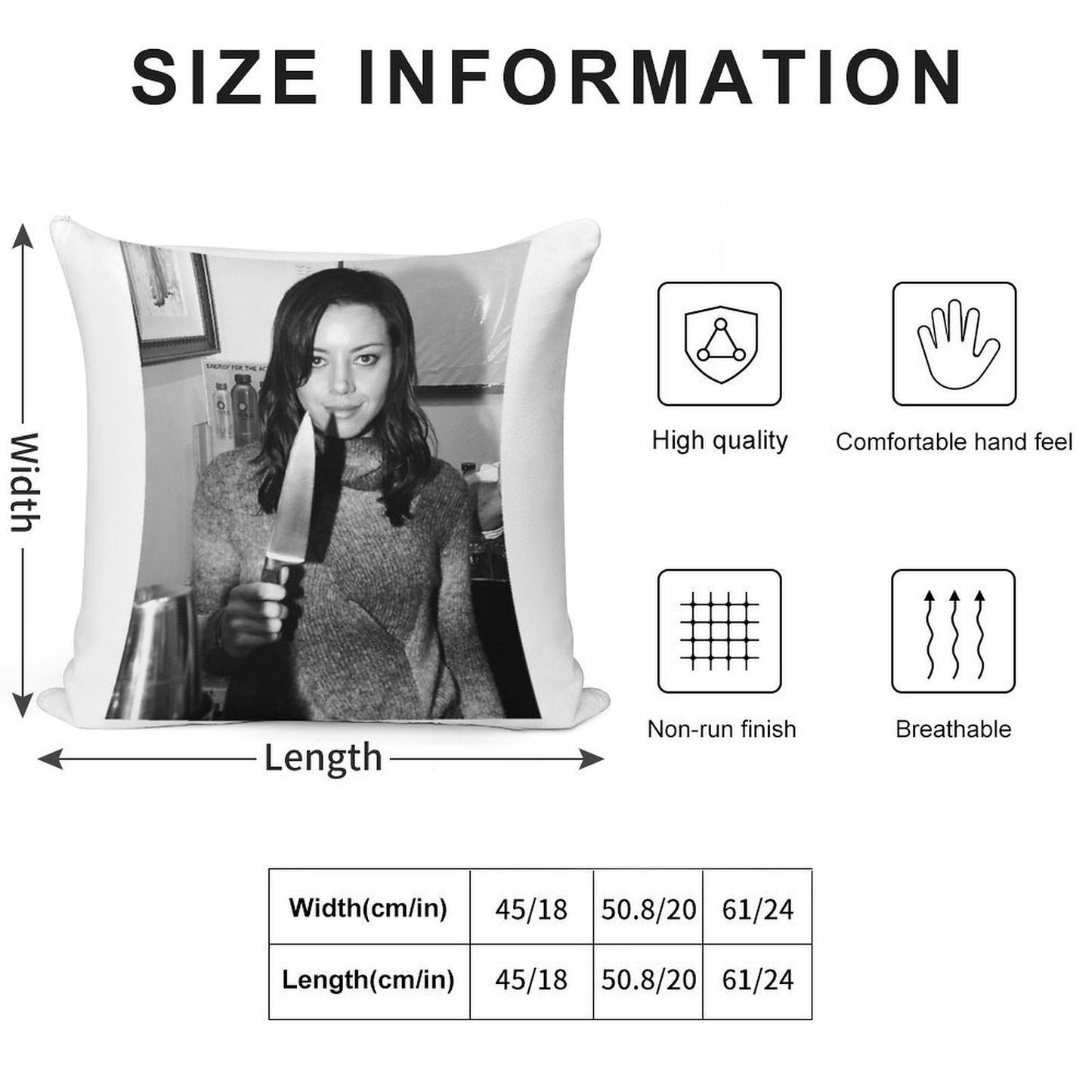 Aubrey Plaza Holding Knife Soft Fade-Resistant Throw Pillow