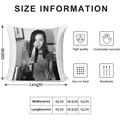 Aubrey Plaza Holding Knife Soft Fade-Resistant Throw Pillow