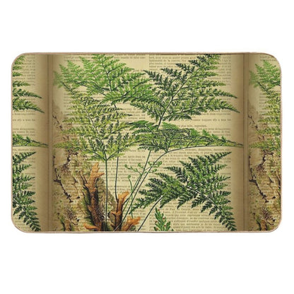 Botanical Print, on Old Book Page - Fern  Easy Maintenance Bath Mat