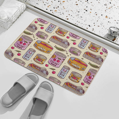 Vintage Canned Goods Pattern  Pet-Safe Bath Mat
