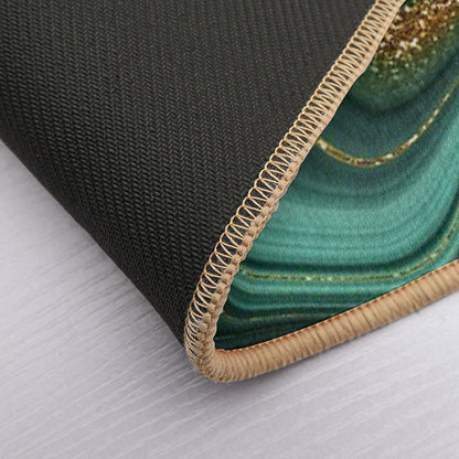 Gold Indigo Malachite Faux Marble II  Easy Maintenance Bath Mat