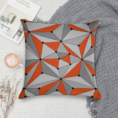 Abstract Geometric Pattern - Orange And Gray. Soft Style Accent Throw Pillow