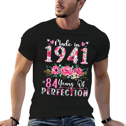 84 Year Old Made In 1941 Floral 84th Birthday Women  Odor-resistant T-Shirt
