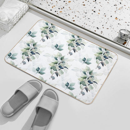 Watercolor Pattern with Leaves  Eco-Friendly Bath Mat