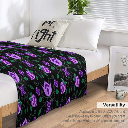 Purple Floral All-season Throw Blanket