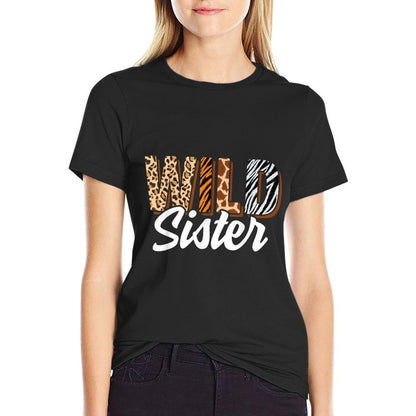 Wild Sister Zoo Born Two Be Wild B-day Safari Jungle Animal  High-quality Stitching T-Shirt