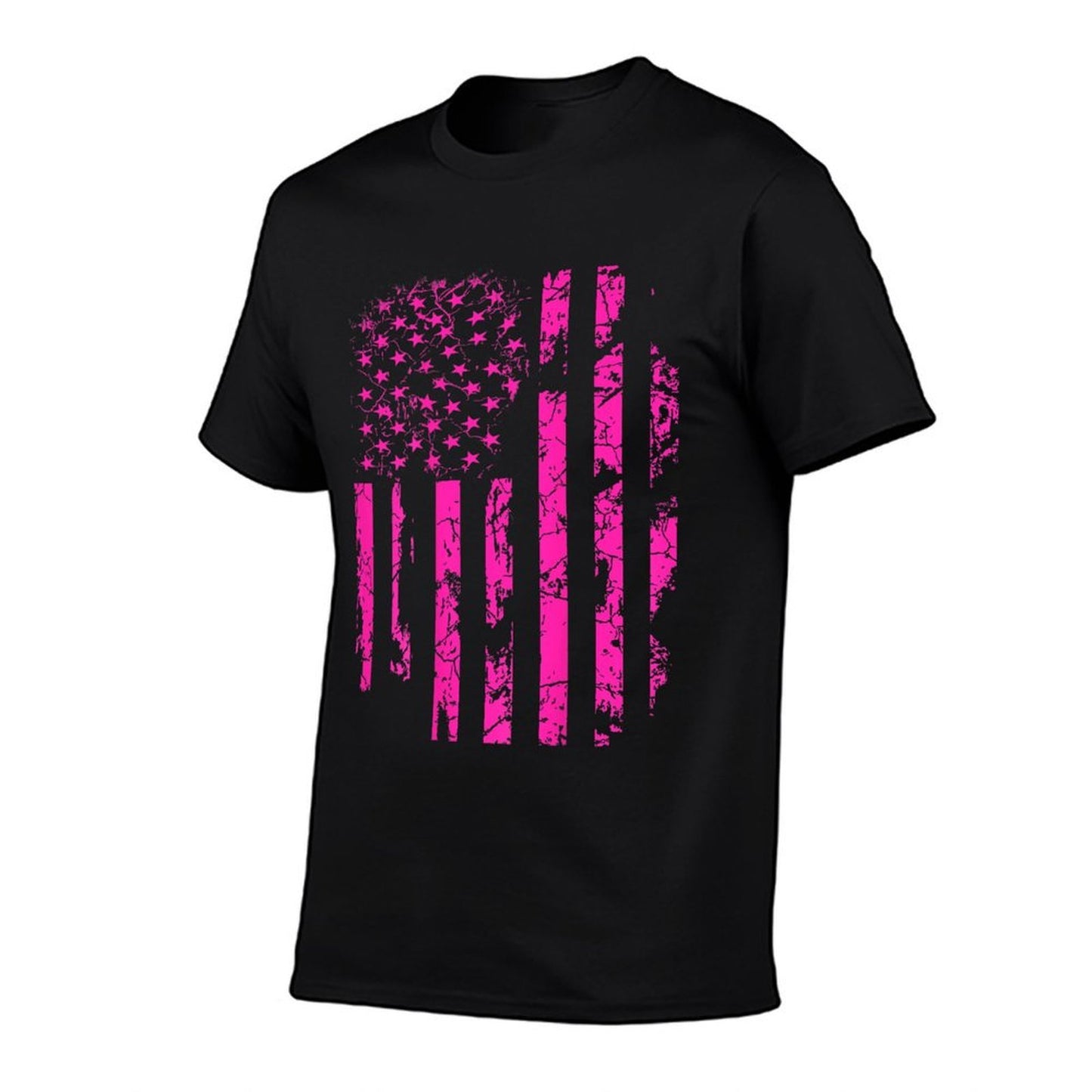 Pink Distressed USA  Cotton T-Shirt
