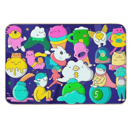 Poster Doodle Cute Monster. Funny Characters. Cartoon Hand Drawn.  Eco-Friendly Bath Mat