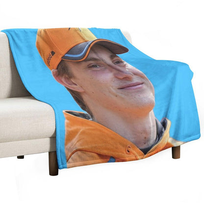 Oscar Piastri F1 Driver in McLarenF1 Clothes Smile Norris Teammate Eco-conscious Throw Blanket