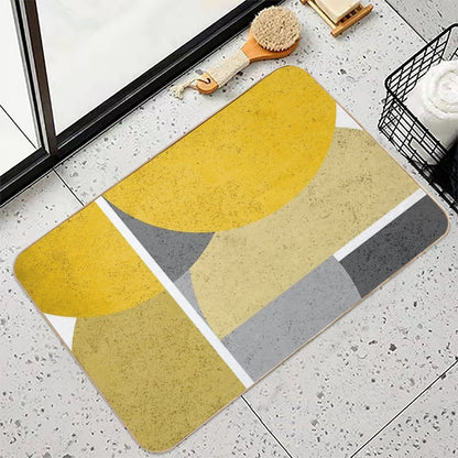 Modern Yellow & Gray Geometric  Versatile Bath Mat