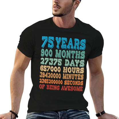 75 Years, Months, Days, Hours Of Being Awesome 75th Birthday  Heathered Texture T-Shirt