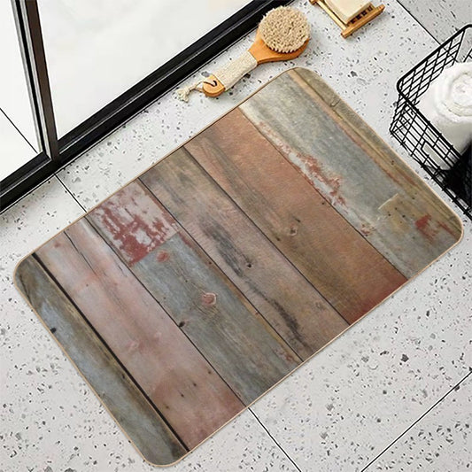 Farmhouse Chic Rustic Western Country Primitive Barn Wood  Fade-Resistant Bath Mat