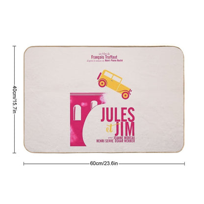 Jules Et Jim, Minimalist Movie Poster for  François Truffaut Film with Jeanne Moreau (french New Wave Cinema) Durable Bath Mat