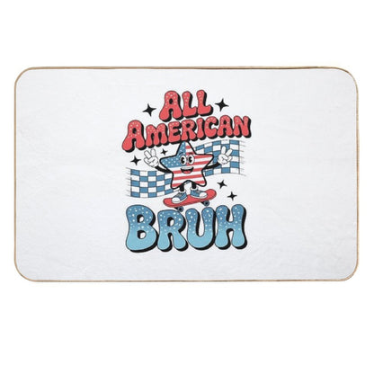 All American Bruh 4th Of July Patriotic USA  Fade-Resistant Bath Mat